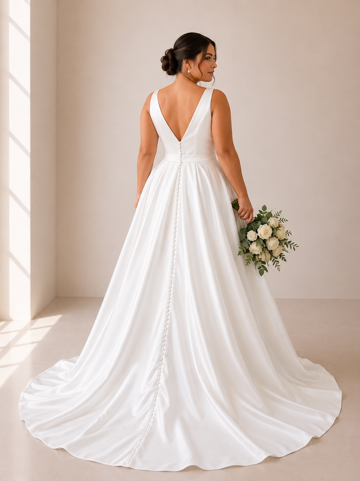 Runway 7 Bridal Pamela VS047- Available in Vintage White in Satin