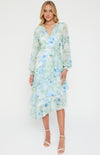 Ajoy Floral Print Midi Dress with Tiered Asymmetrical Hem