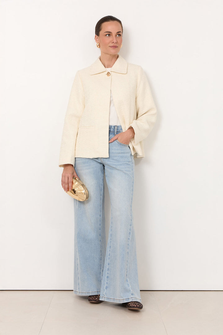 Adorne Jonni Boucle Jacket in Cream