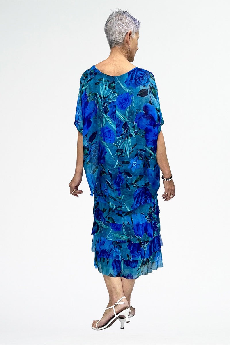 La Strada Multi Layers Dress in Multi Cobalt Floral