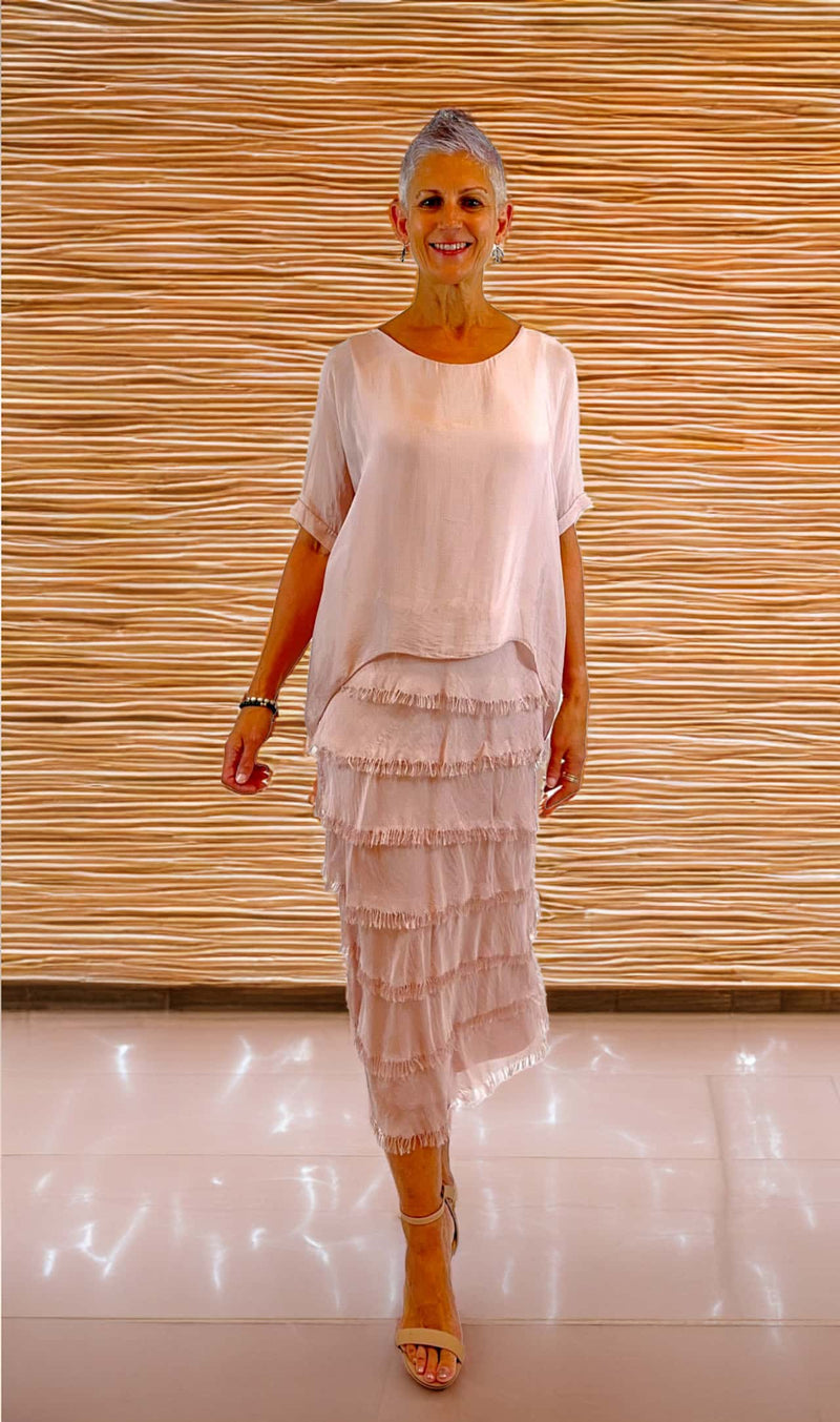 La Strada Flapper Skirt Dress with In Blush Pink