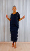 La Strada Flapper Skirt Dress with In Navy