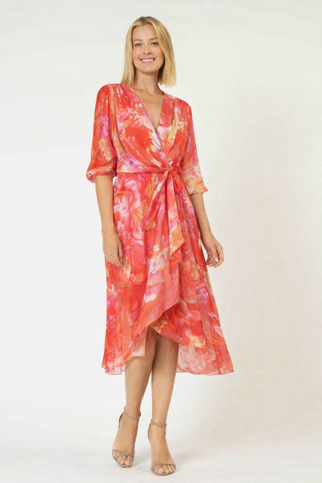 La Strada Silk Faux Wrap Dress
