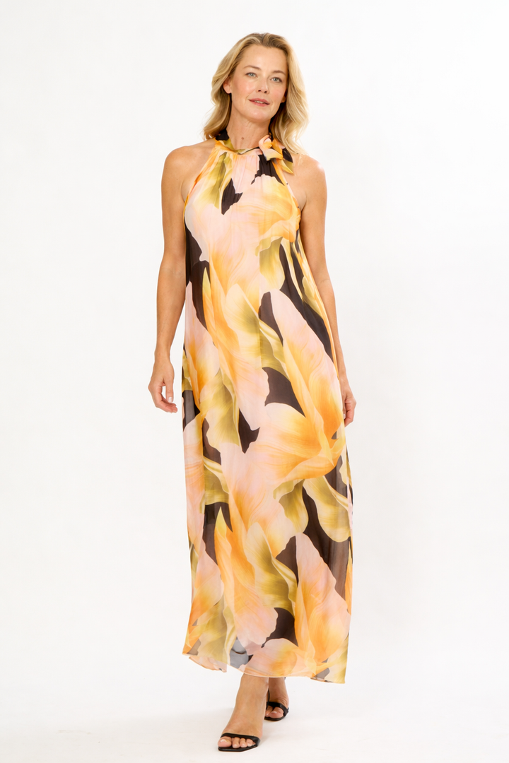 La Strada Silk Halter Neck Dress