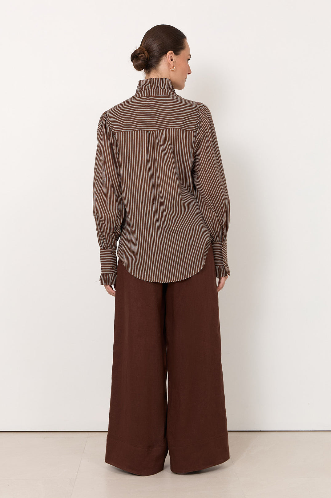 Adorne Maeve Stripe Shirt in Chocolate