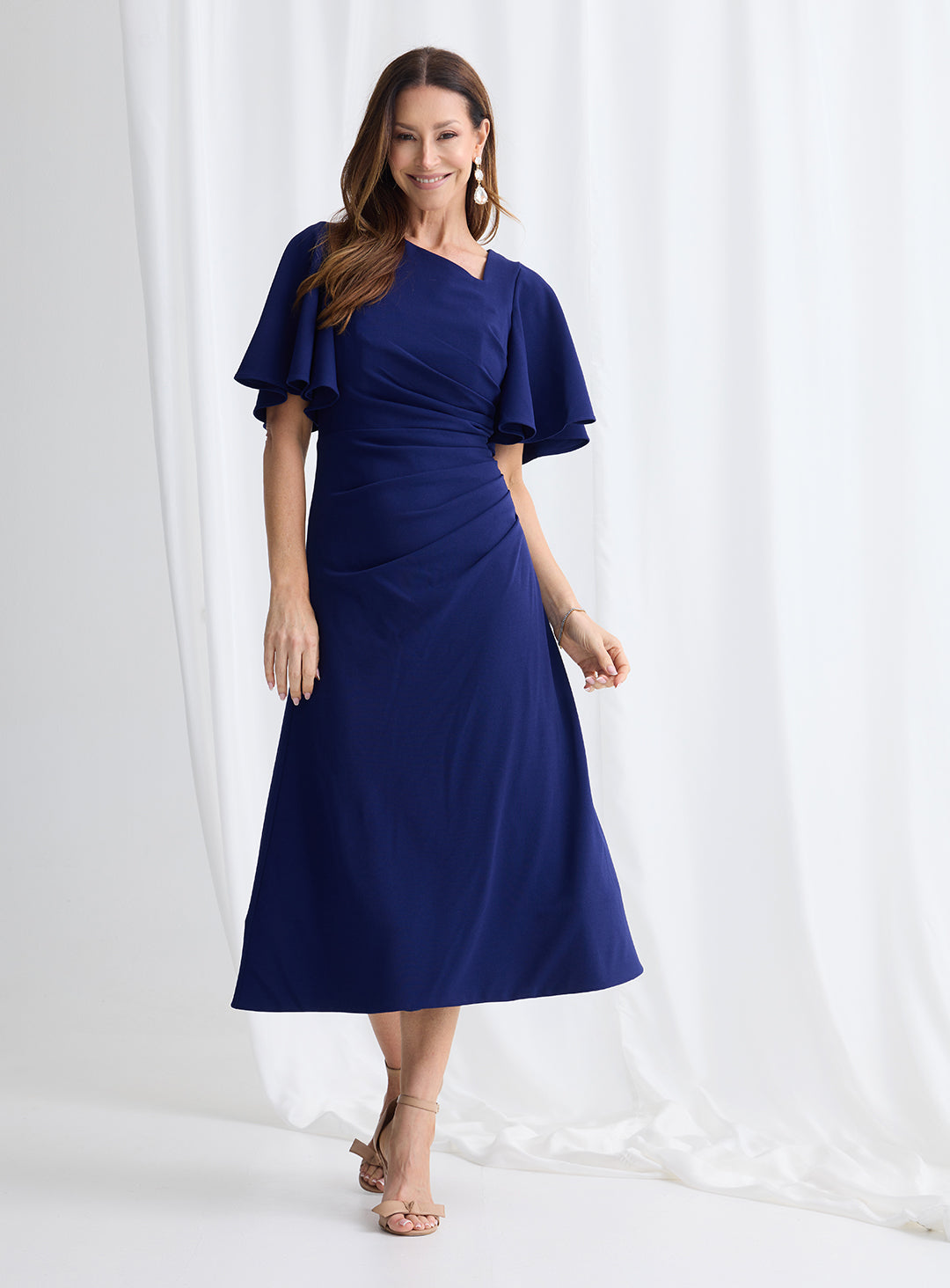 Trellis Lane Martha Midi Dress TL1196 (Available in Dusty Pink, Burgundy, Teal and Imperial Blue) (Copy)