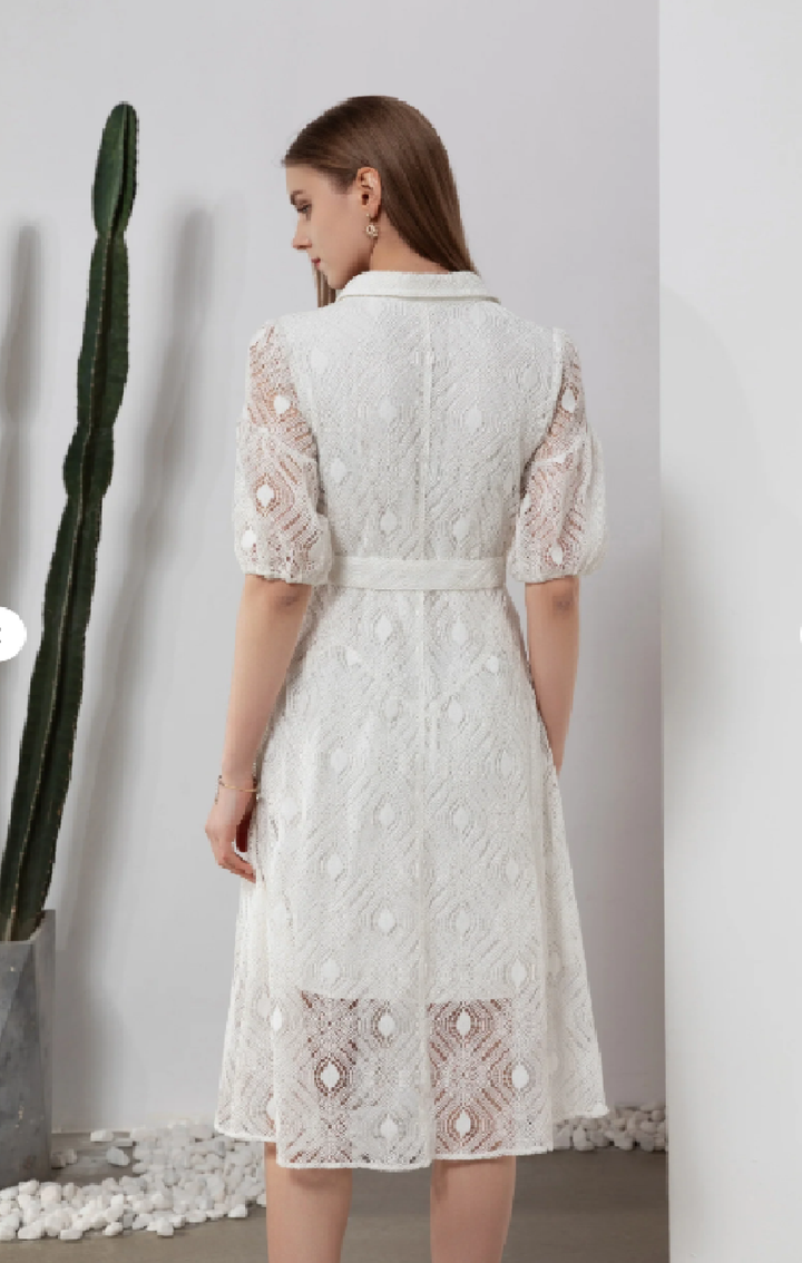 G.D.S. Ninette Belted Long Dress in White