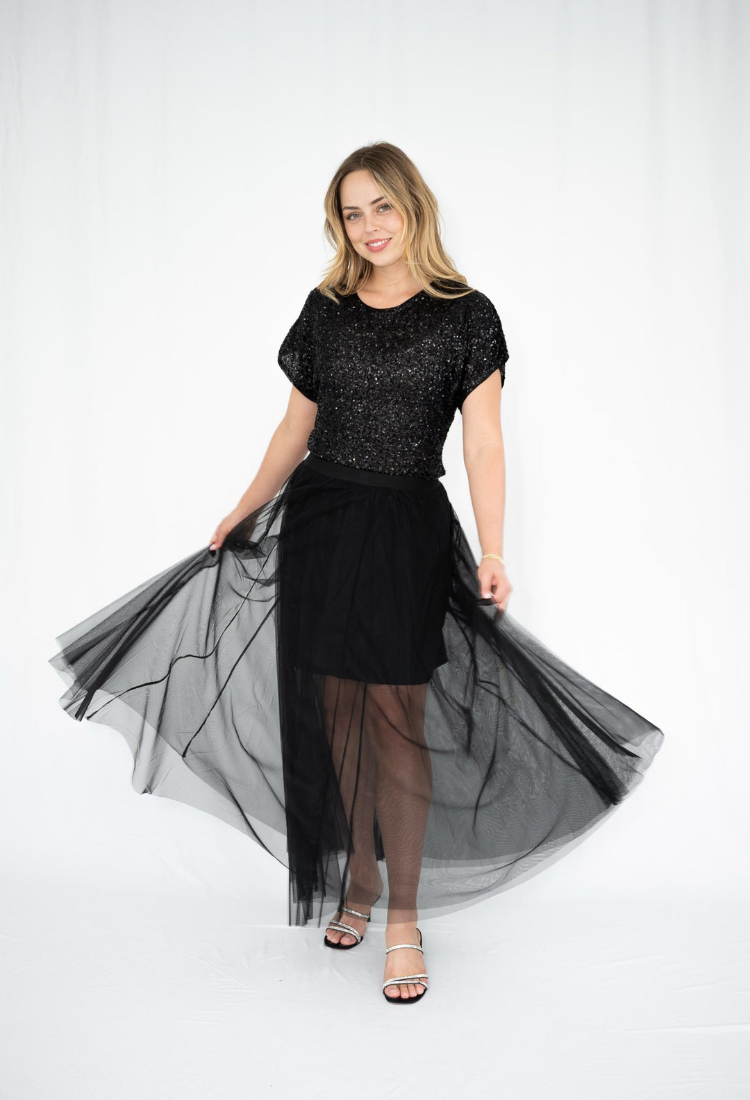 Fria Sequin Top in Black