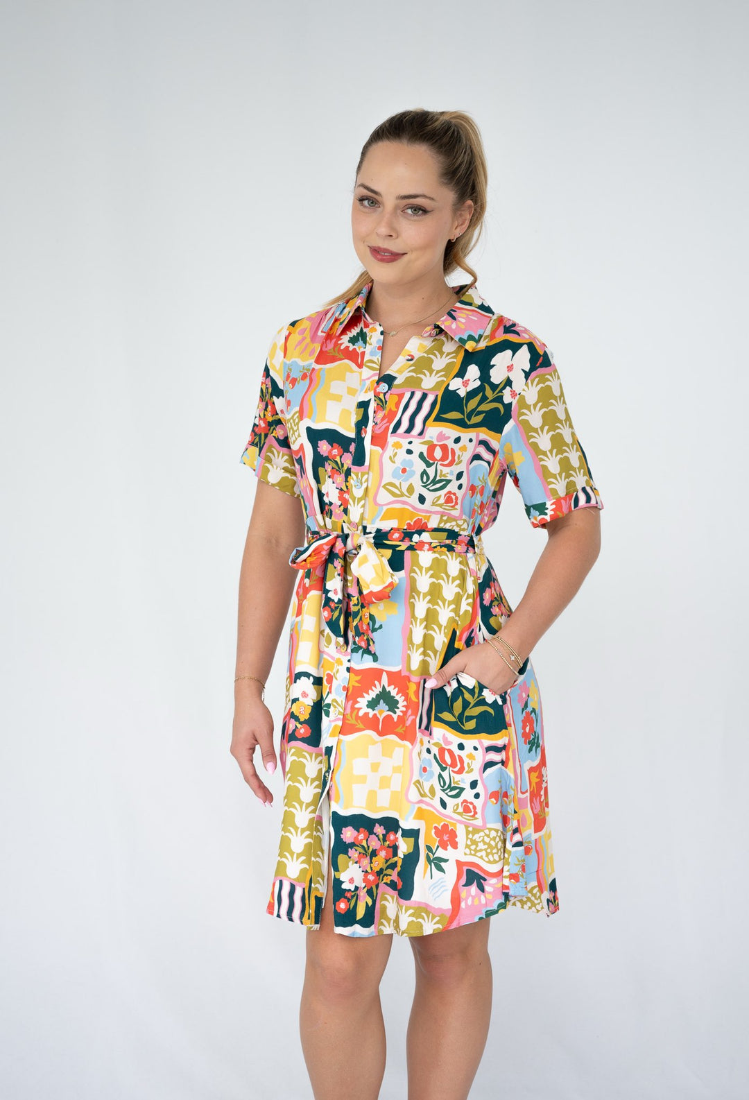 Fria Marlow Patchwork Shirt Dress