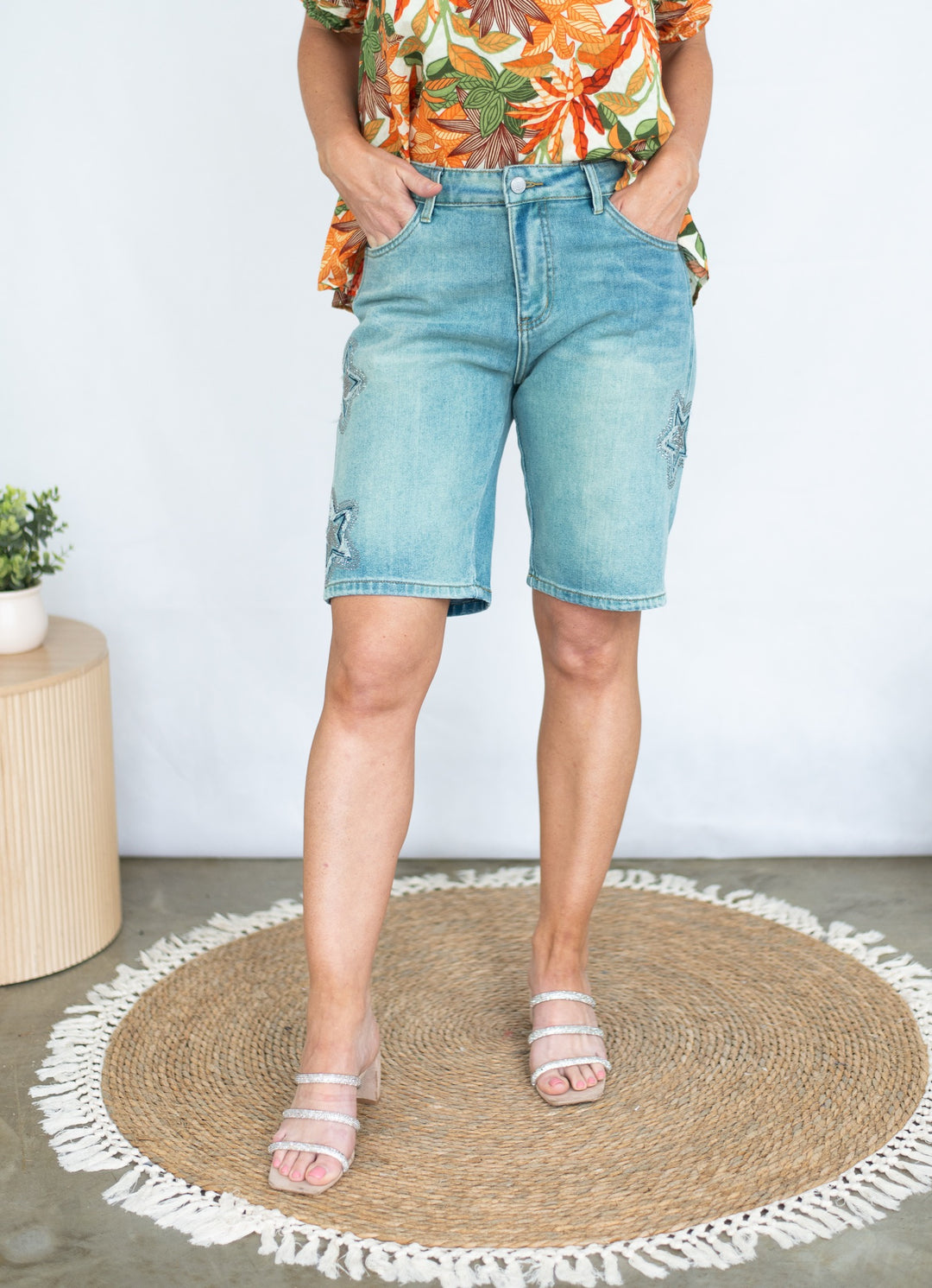 Willow Tree Denim Short with Rhinestone Star