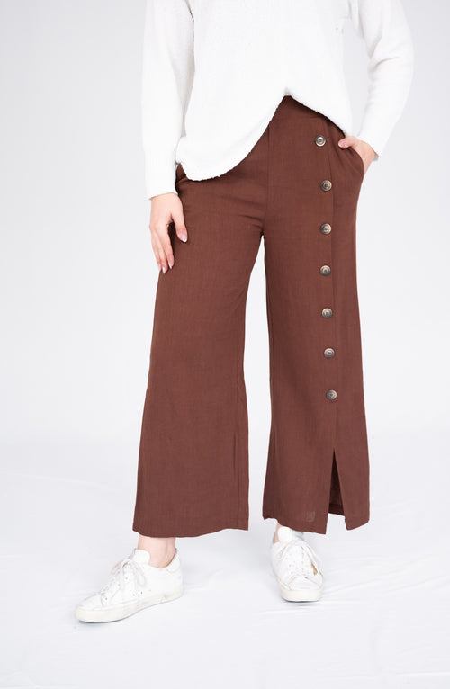 Willow Tree Linen Button Split leg pant
