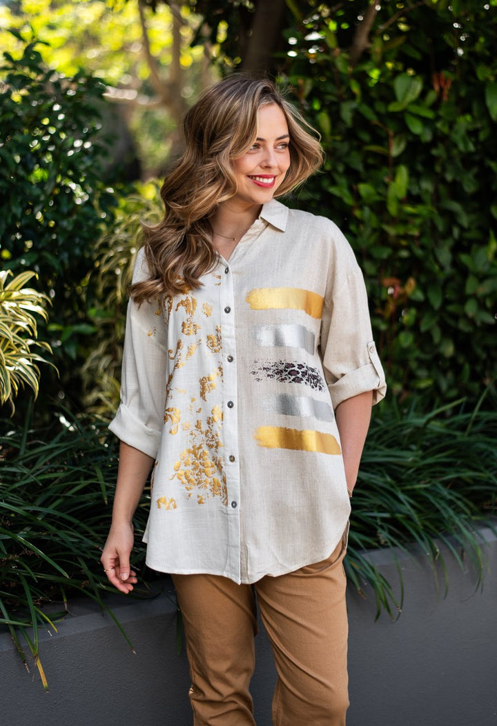 Jolie Saule Golden Print Shirt