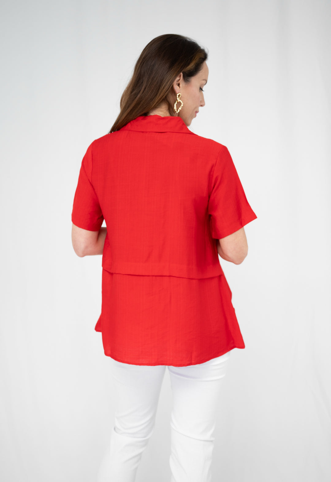Willow Tree Linen Blend Blouse Red
