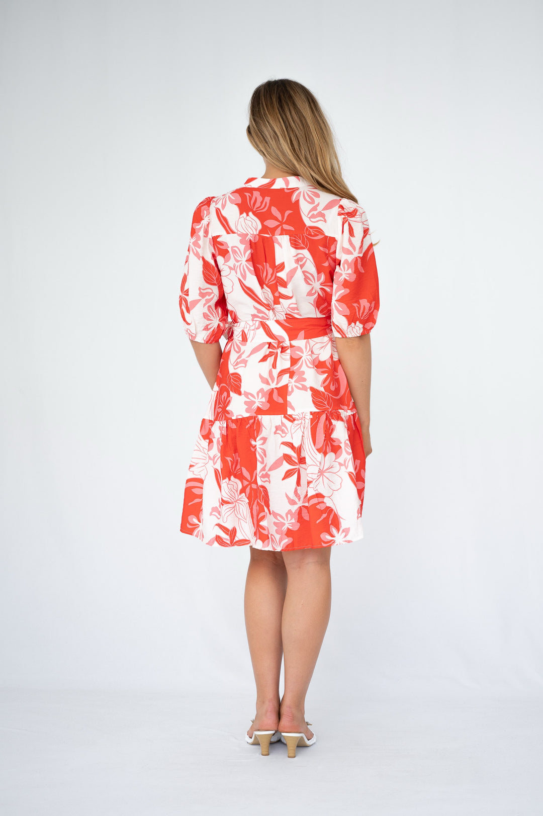 Fria Block Floral Lace Trim Dress