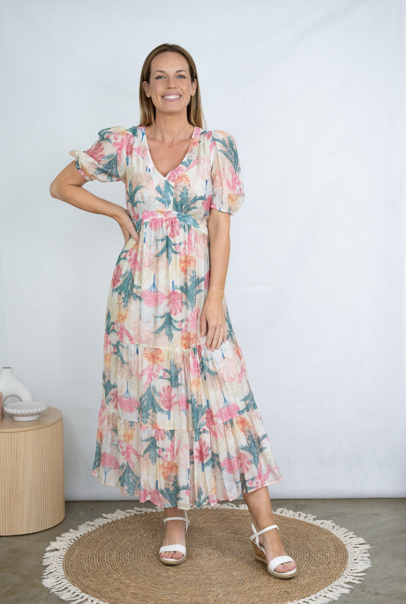 Jolie Saule Garden Print Tiered Dress