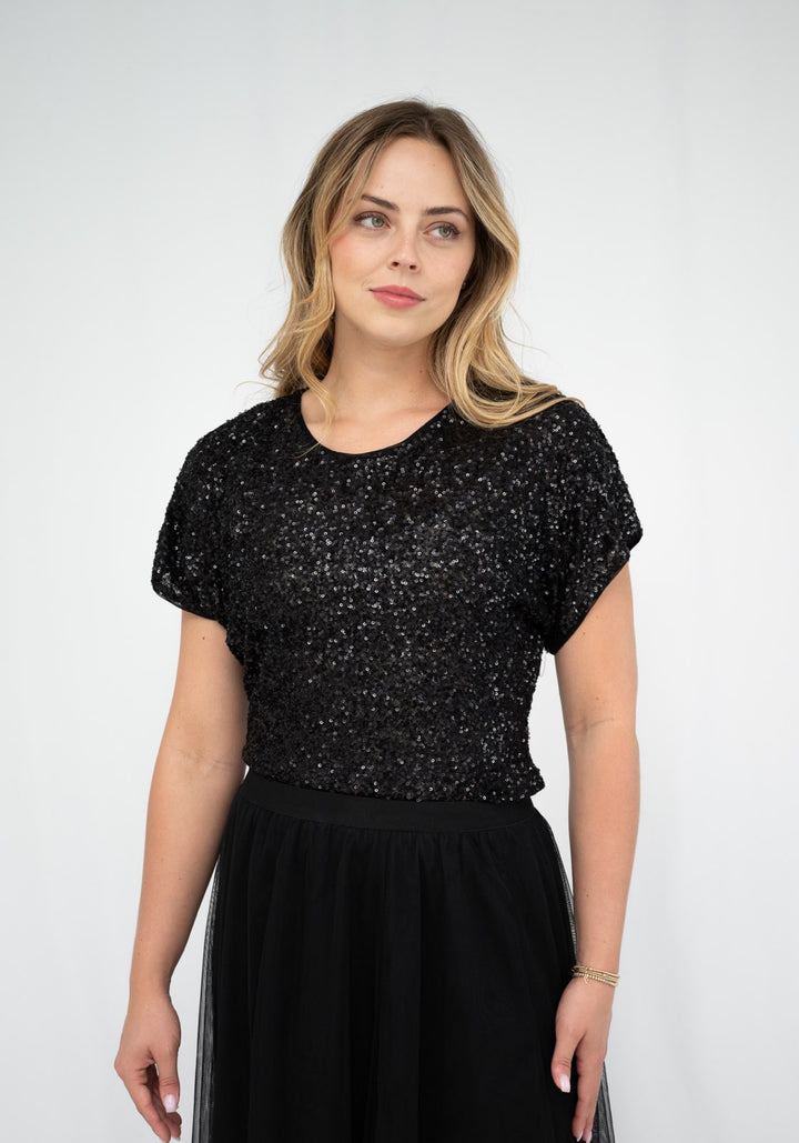 Fria Sequin Top in Black