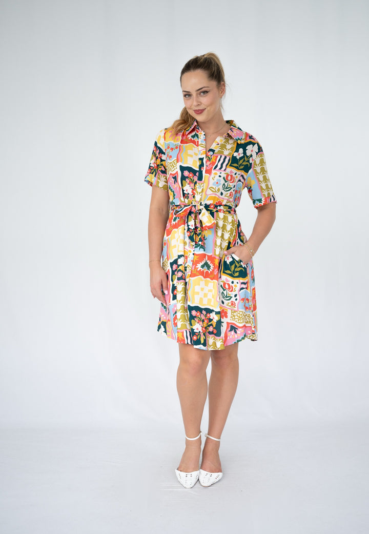 Fria Marlow Patchwork Shirt Dress