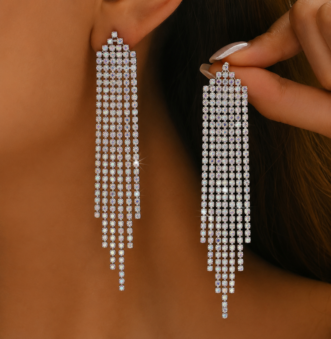 R7 Tassel Drop Earrings in Silver 305
