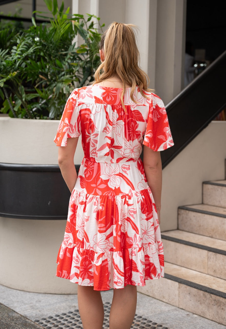 Fria Selma Dress in Red Floral