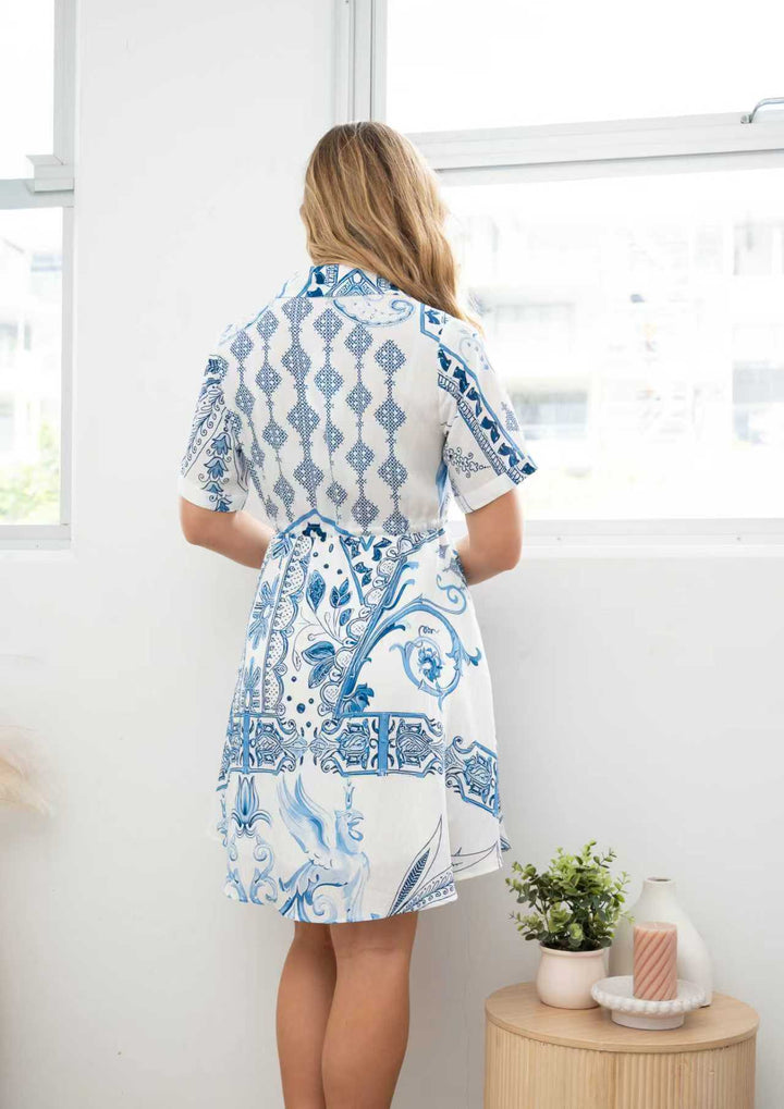Fria Artisan Border Shirt Dress