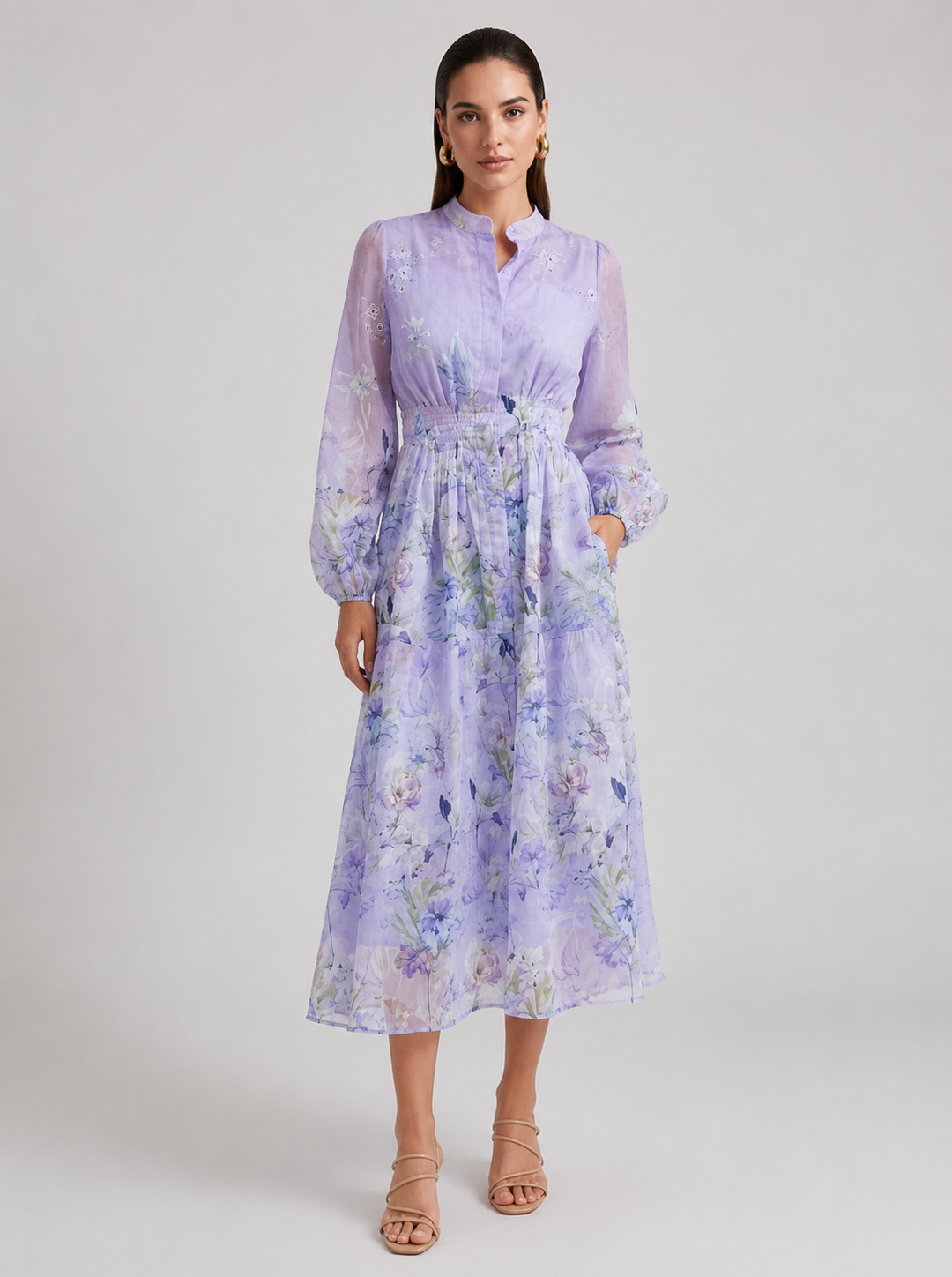 Lorraine Lilac Floral Midi Dress
