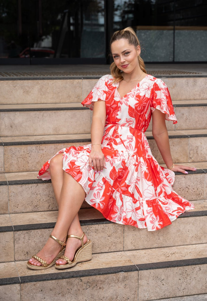 Fria Selma Dress in Red Floral