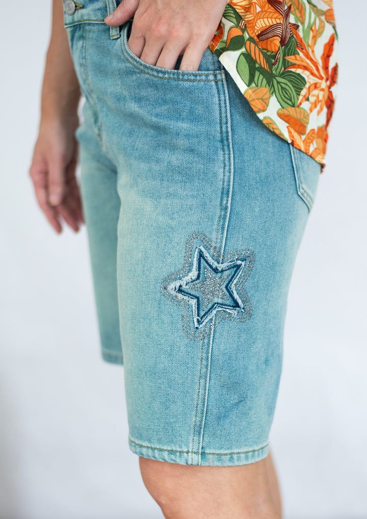 Willow Tree Denim Short with Rhinestone Star
