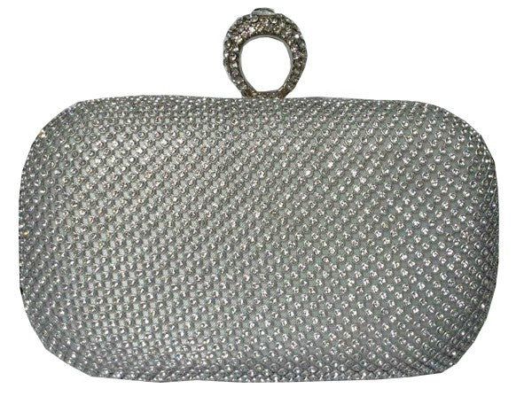 Diamante Mesh Structured Clutch in Silver S281