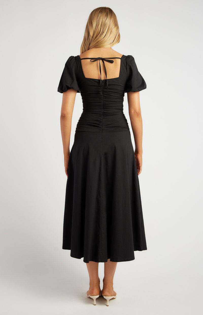 Style State Sweetheart Neckline Drop Waist Midi Dress