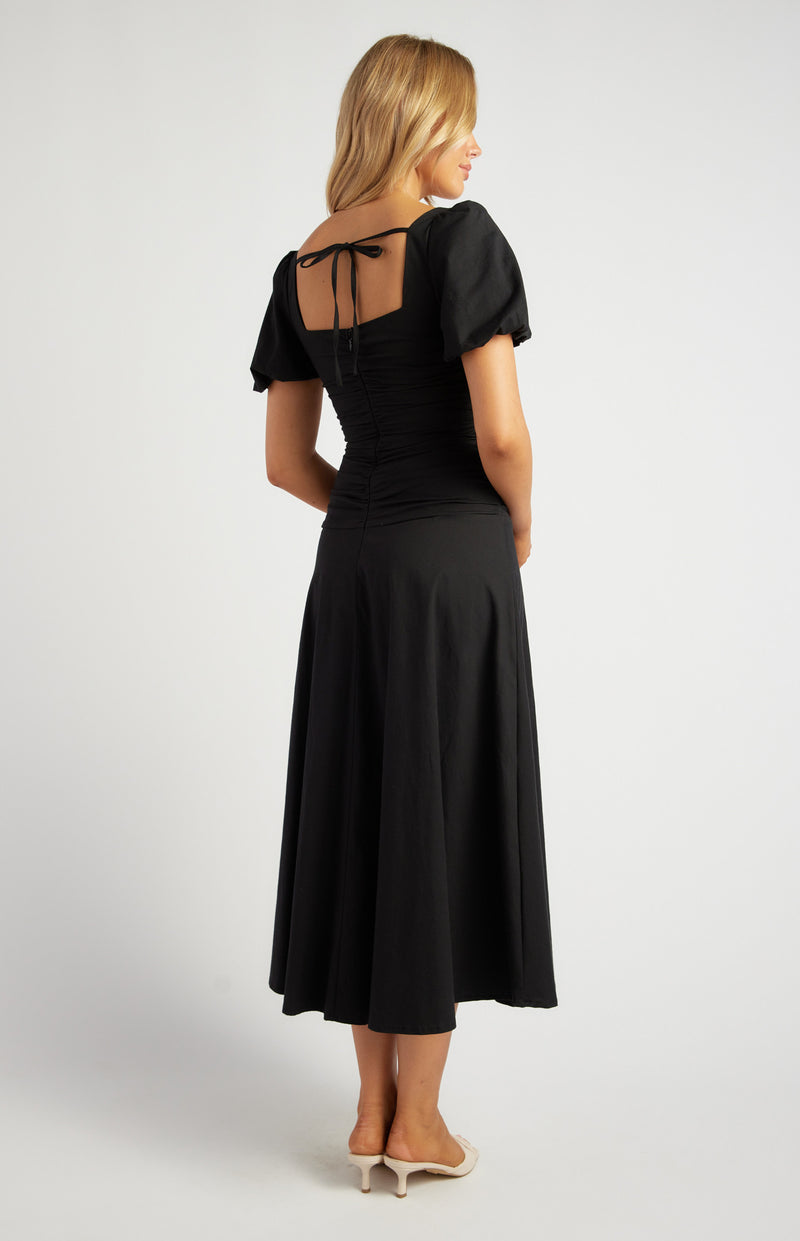 Style State Sweetheart Neckline Drop Waist Midi Dress