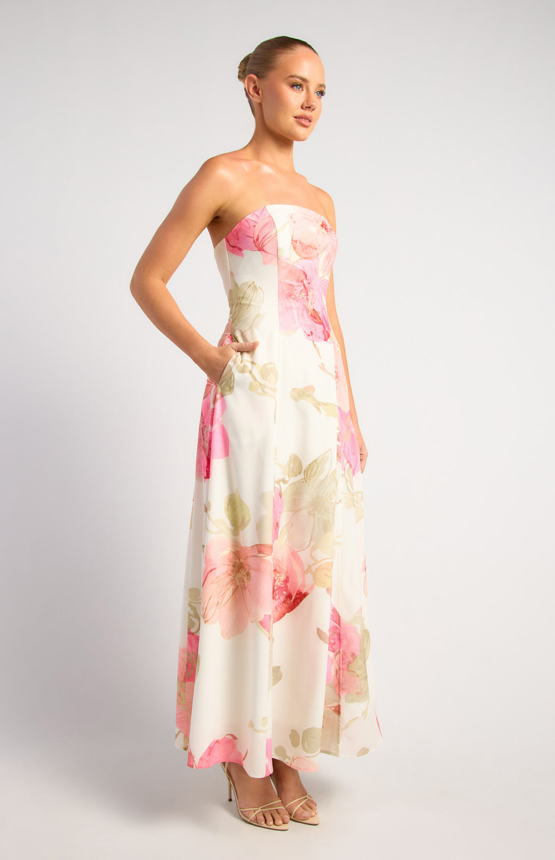 Style State Wildflower Floral Print Strapless Dress
