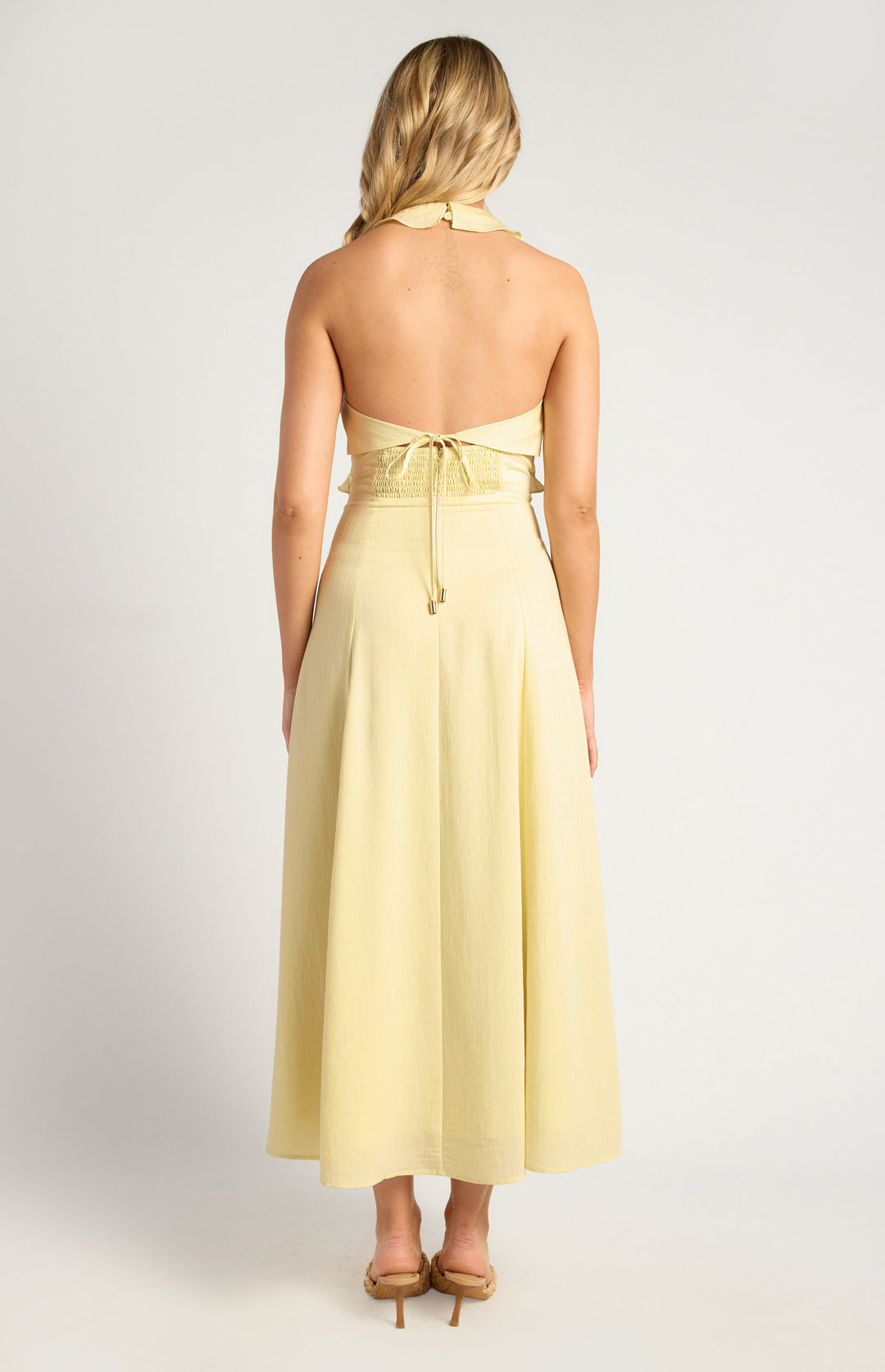 Style State Frill Feature Neckline Midi Dress in Lemon