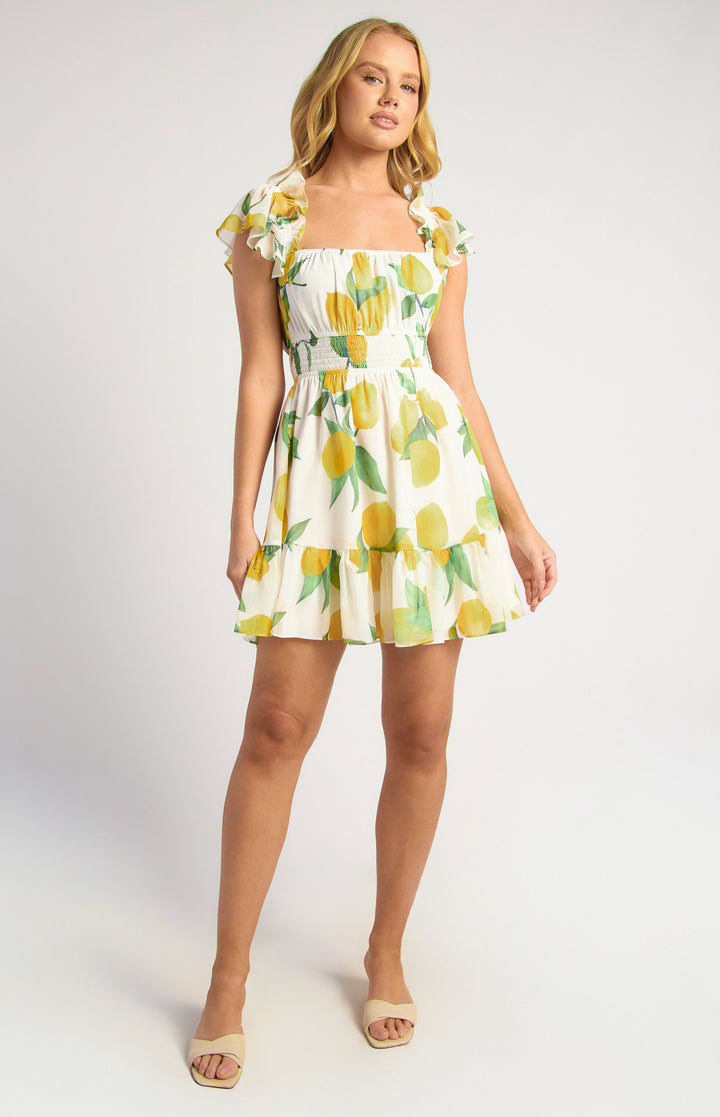 Style State Chiffon Lemon Print Dress