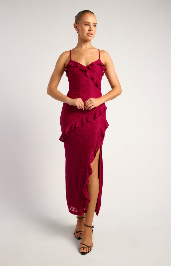 Style State Front Frill Stretch Lace Dress