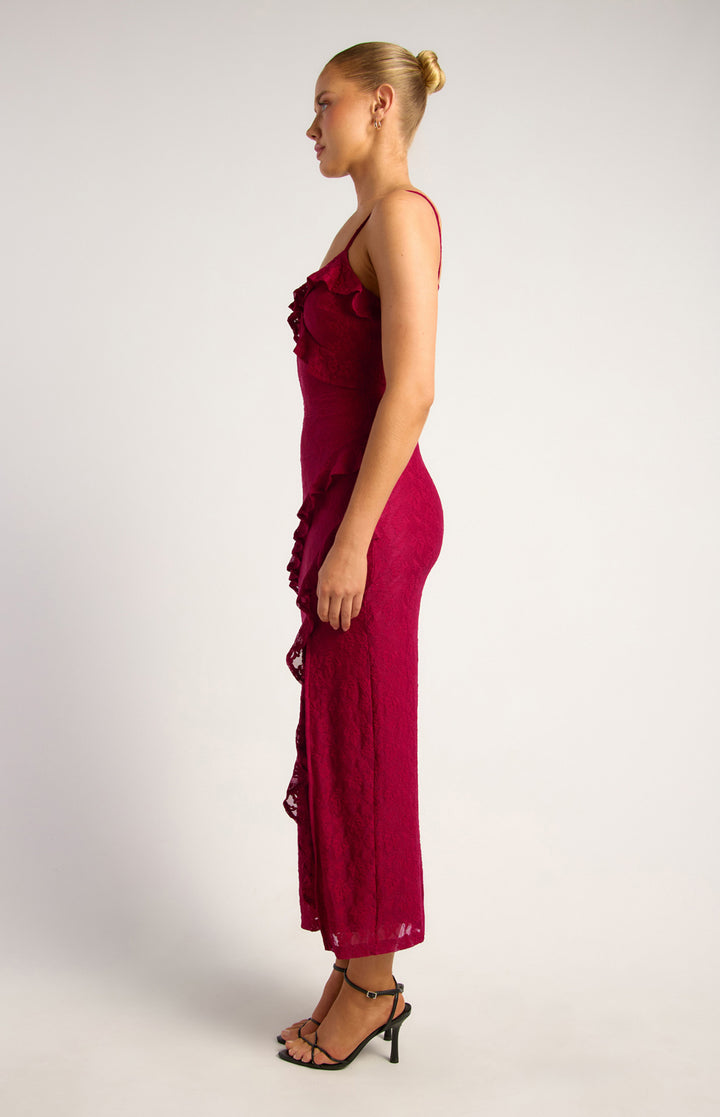 Style State Front Frill Stretch Lace Dress