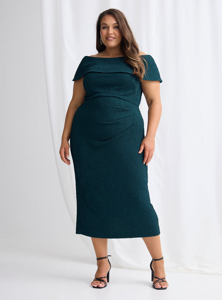 Trellis Lane Shari Midi Dress TL1157 (Available in Navy, Teal and Wine)
