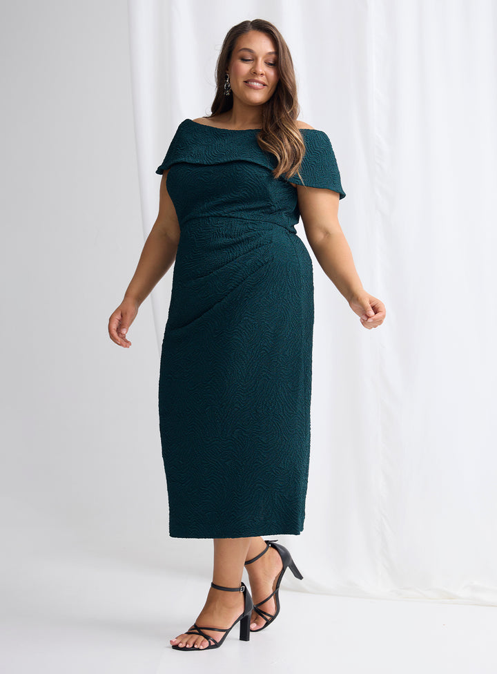 Trellis Lane Shari Midi Dress TL1157 (Available in Navy, Teal and Wine)