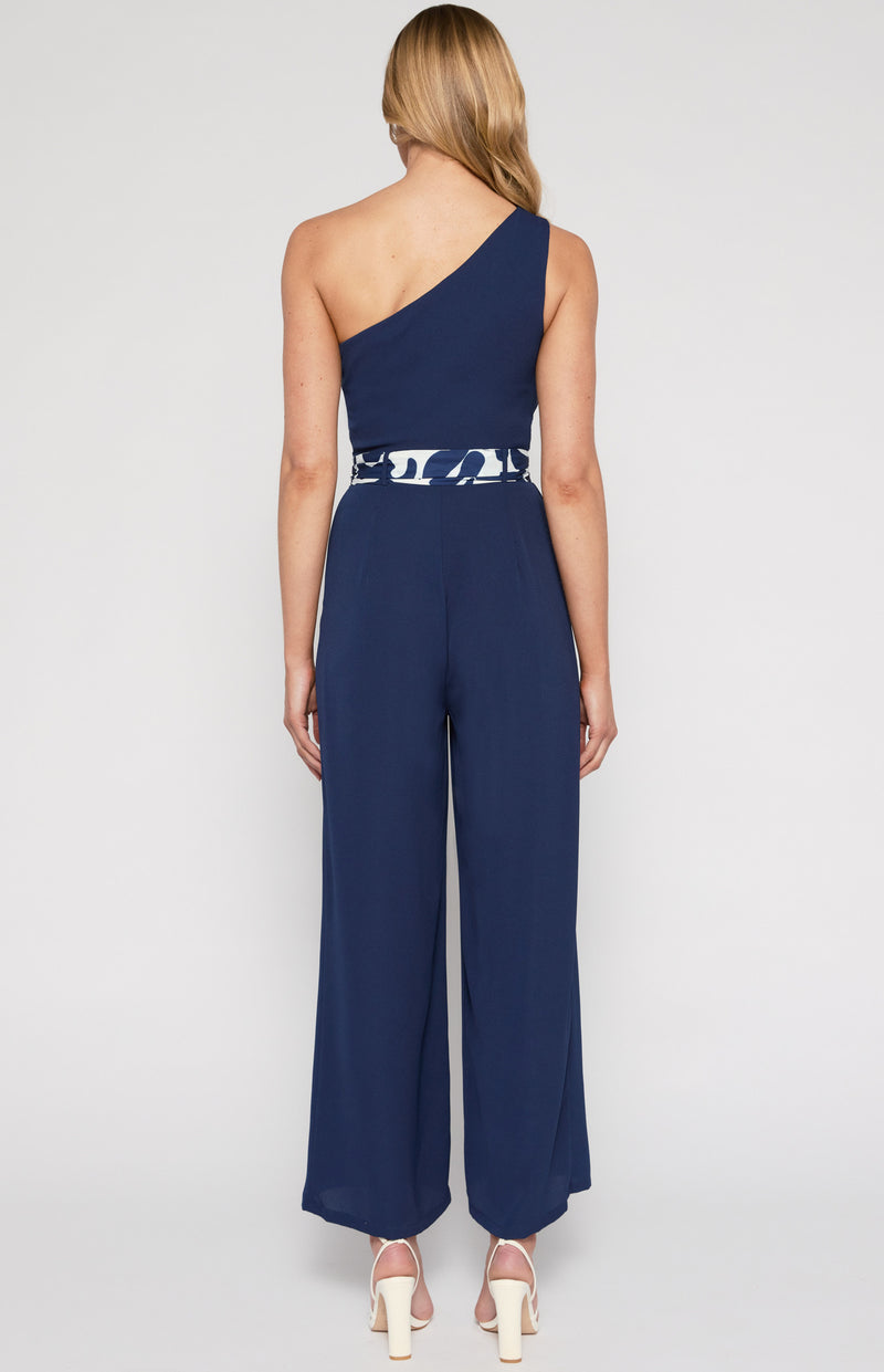 Style State One Shoulder Jumpsuit in Navy