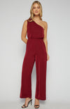 Style State One Shoulder Elastic Waist Scarf Detail Jumpsuit