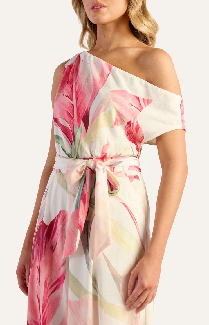 Style State Oasis Floral One Shoulder Jumpsuit in Pink