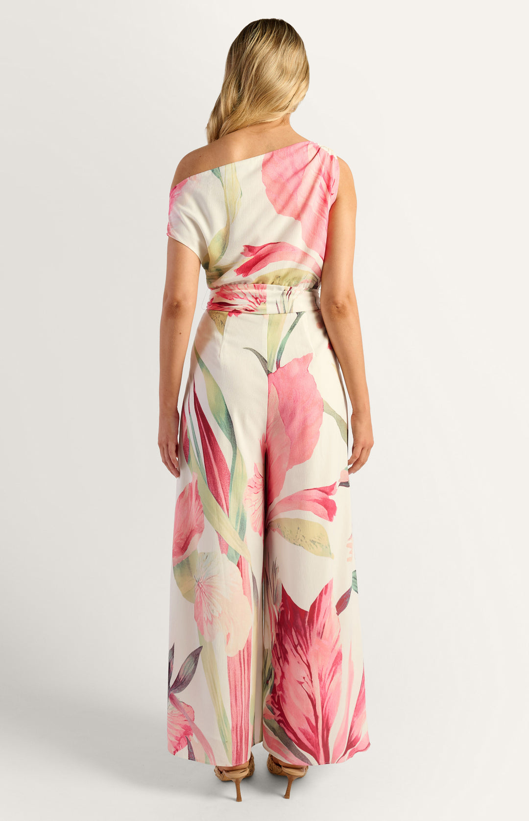 Style State Oasis Floral One Shoulder Jumpsuit in Pink