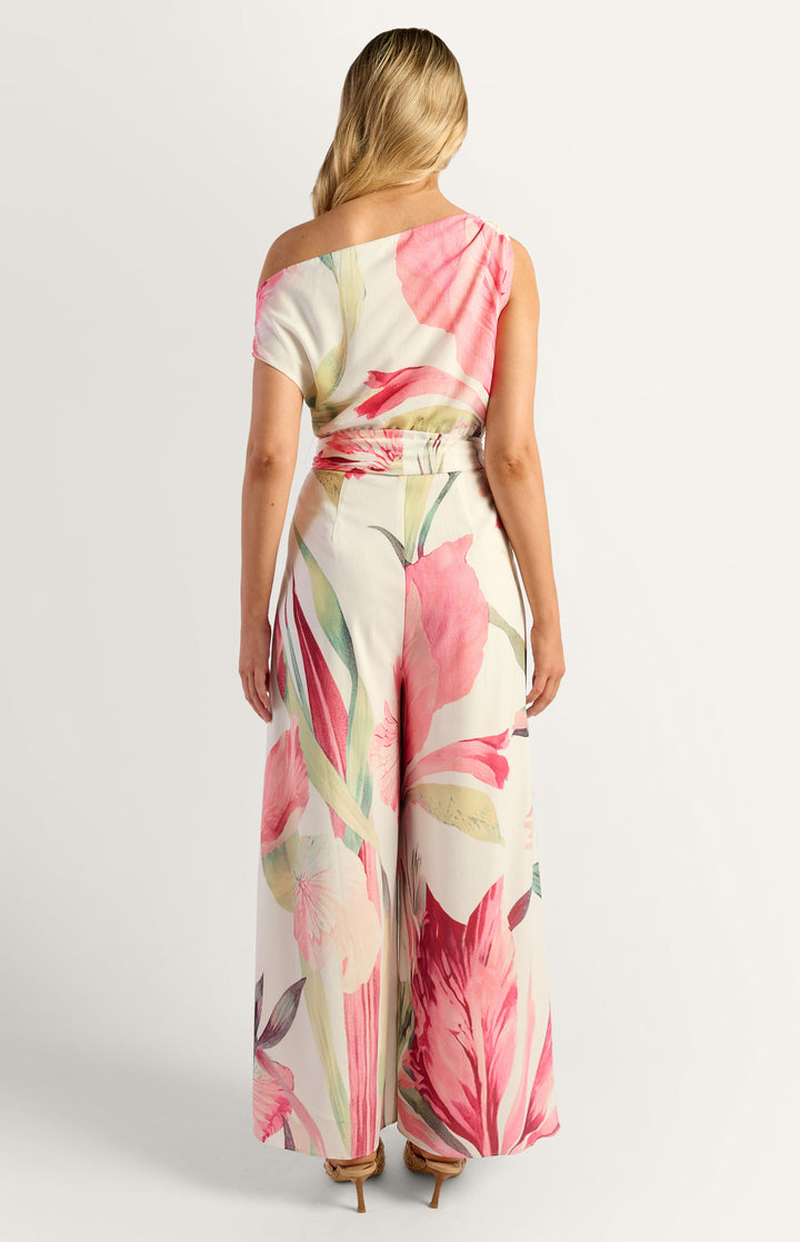 Style State Oasis Floral One Shoulder Jumpsuit in Pink