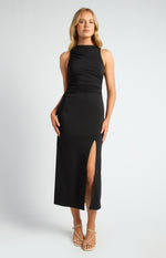 Style State Ruched Detail Racer Jersey Dress