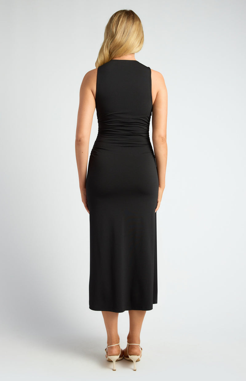 Style State Ruched Detail Racer Jersey Dress