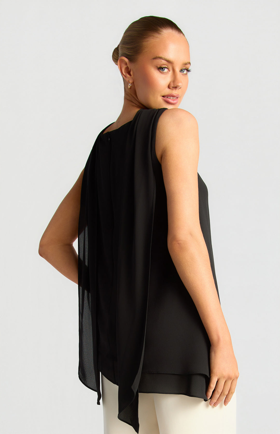 Style State Multiway Chiffon Scarf Top in Black
