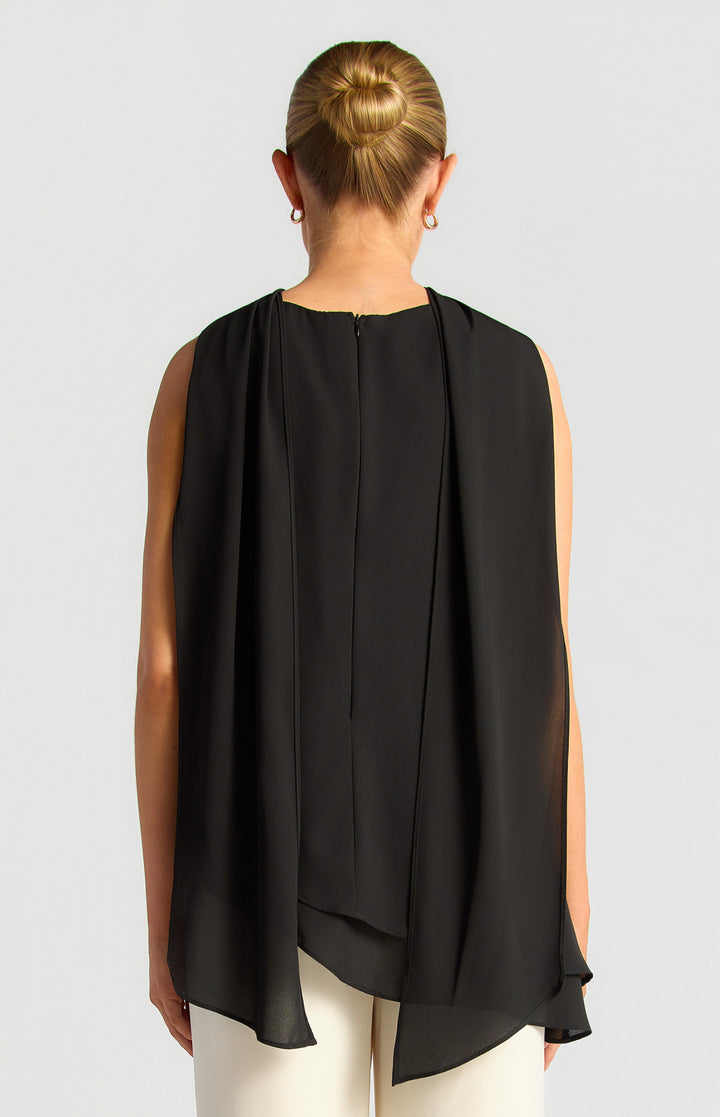 Style State Multiway Chiffon Scarf Top in Black