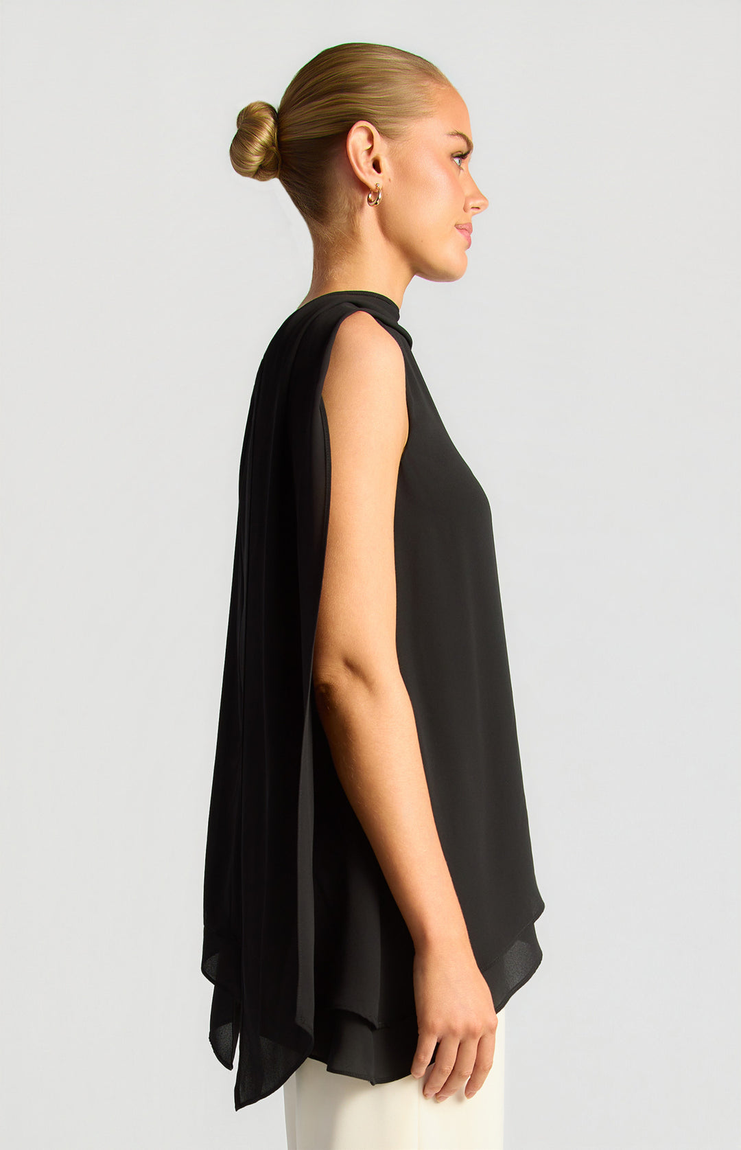 Style State Multiway Chiffon Scarf Top in Black