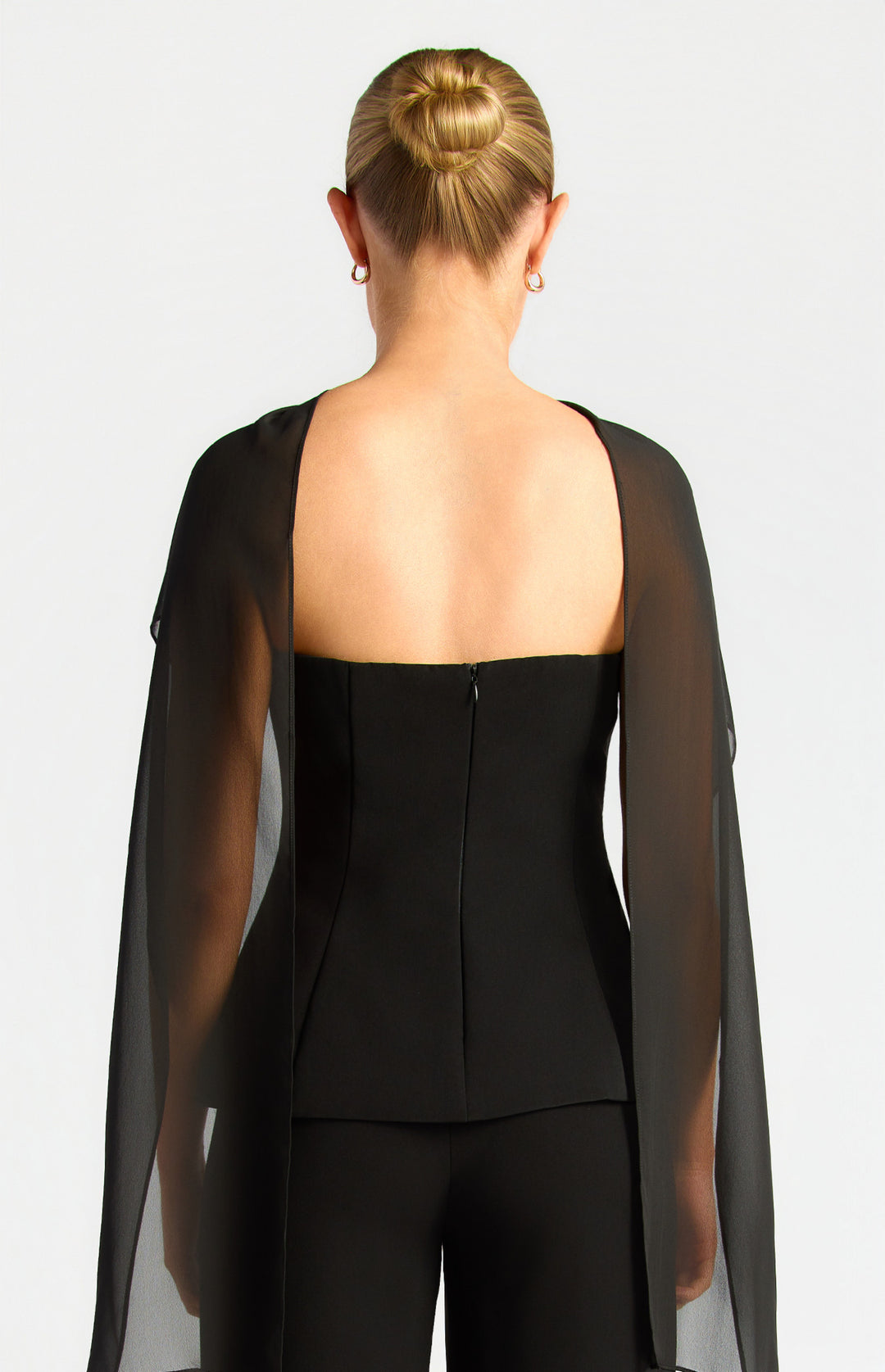 Style State Draped Scarf Feature Peplum Top in Black