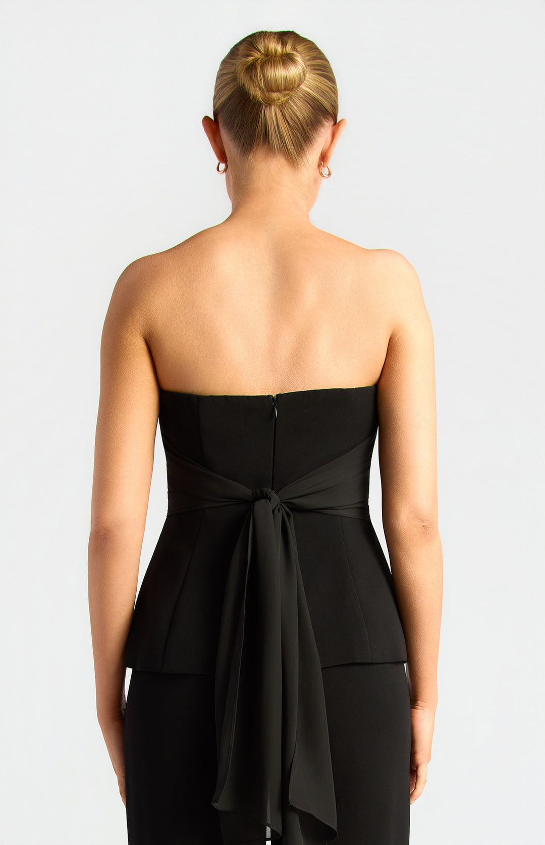 Style State Draped Scarf Feature Peplum Top in Black
