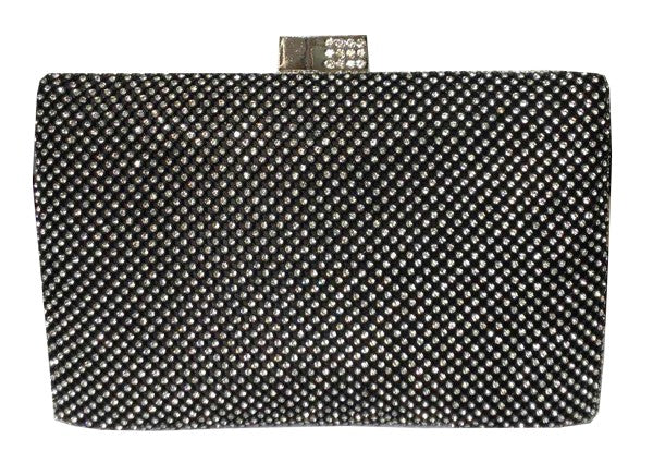 Diamante Mesh Structured Clutch in Black YX078
